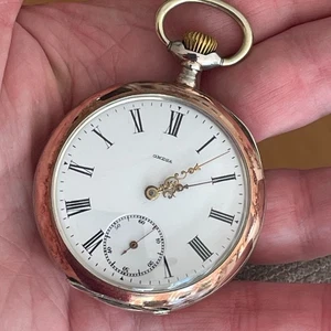 Antique Omega Silver Mechanical Open Face Pocket Watch - Picture 1 of 7