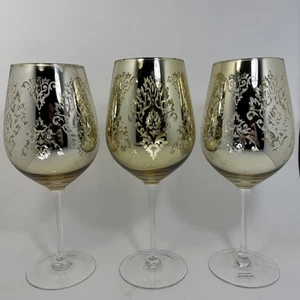Artland Brocade Gold Large Wine Glass Set Of 3 10” - Picture 1 of 7