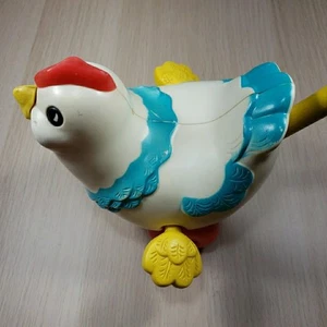 Vintage Fisher Price Old Chicken Push Toy TESTED Works Semi Silent Cluck Is Lite - Picture 1 of 24