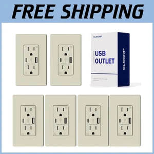 Listed Wall Outlet with USB Ports - 15A, Light Almond - Foto 1 di 11