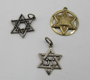 3 vintage Star of David pendants 2 sterling silver/1 12kt gold plated - Picture 1 of 12