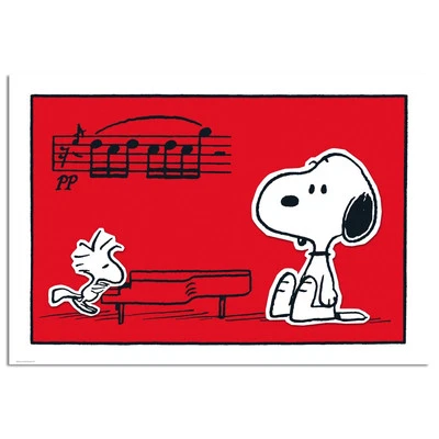 Arte en lienzo de edición limitada numerado Peanuts "Snoopy and Woodstock, the Musical" Foto 1 de 2