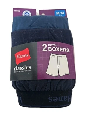 Hanes Niños Pequeños Clásicos Boxers 2 Pares Nuevo 2009 Nuevo Antiguo Stock Ropa Interior Azul  Foto 1 de 4