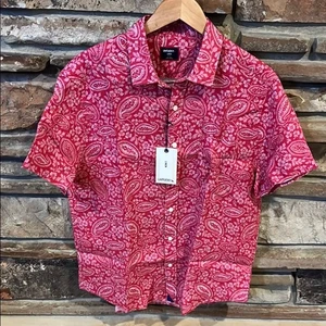 Camisa UNTUCKit Turner Calce Ajustado 100% Lino Rojo Paisley Floral Informal Abotonada - Imagen 1 de 9