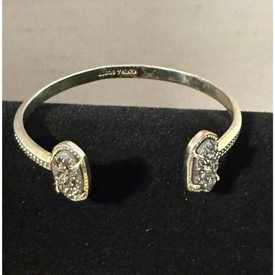 Kendra Scott Elton Cuff Bracelet Gold Tone with Gray Druzy Stones - Image 1 of 4