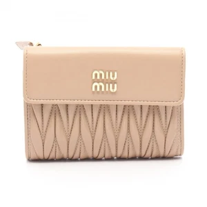 Miu Miu Materasse Tri-Fold Wallet Compact Geldbörse 5ML225FPPF0036 Leder Beig... - Bild 1 von 4
