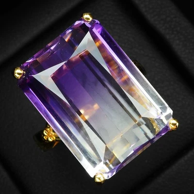 Gleaming Bi Color Tourmaline 23.72Ct 925 Sterling Silver 24K Gold Handmade Rings - Image 1 of 4