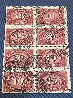 German Stamps 1921 Block Of 8 Used Scott #154 - Image 1 of 2