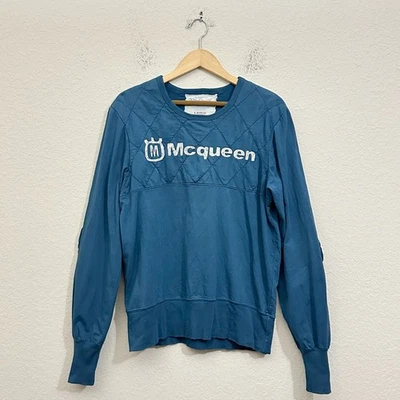 STEVE MCQUEEN Sudadera Para Hombre L Azul Petróleo Estampado Gráfico Pullover Rendimiento Foto 1 de 4