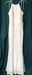 $80 NEW Lulus S Cream Lace Floral Maxi Wedding Formal Dress Stretch Slimming - Picture 1 of 11