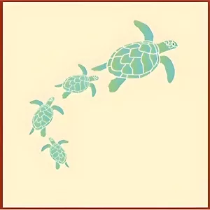 MEERSCHILDKRÖTE FAMILIENSCHABLONE - Meeresbewohner Marine - Die kunstvolle Schablone - Bild 1 von 7