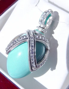 SALE! HERVORRAGENDER RUSSISCHER EI ANHÄNGER STERLINGSILBER 925 mit ECHTEM TÜRKIS - Bild 1 von 3