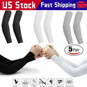 5 Pairs Cooling Arm Sleeves Cover UV Sun Protection Sports Outdoor For Men Women - Picture 1 of 17