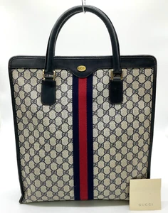 Authentic GUCCI GG Supreme Sherry Line PVC Navy Tote Bag NS040787 - Picture 1 of 17