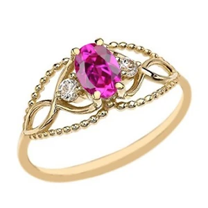 Solide 585er Gelbgold 1,90Kt Natürlich Turmalin IGI Zertifiziert Diamant Ring - Picture 1 of 1