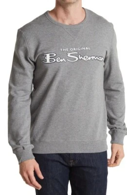 New Mens Ben Sherman Pullover Signature Logo Long Sleeve Sweatshirt Medium Gray - Image 1 of 4