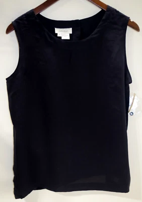 C25 - NWT Vintage Lord & Taylor 100% Silk Black Cami Tank Top Women's 8 - Изображение 1 из 4