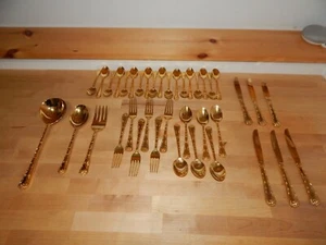 WM Rogers & Sons Enchanted Rose Gold Plated Flatware Set 39 pieces With extras - Picture 1 of 8