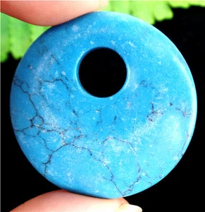 39x6mm Green Turquoise Round Pendant Beads HL80869 - Picture 1 of 1