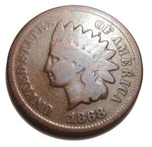OLD US COINS EARLY 1868 INDIAN HEAD CENT PENNY 1 c BETTER DATE - Picture 1 of 2