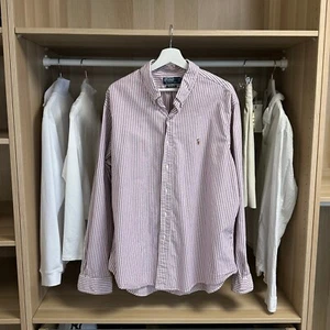 Ralph Lauren Mens Button-Up Shirt Size XXL 2XL Lilac Striped Long-Sleeve Holiday - Picture 1 of 7