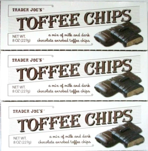 3 Packs Trader Joe's Toffee Chips Mix of Milk & Dark Chocolate 8 oz Each Pack - Picture 1 of 3