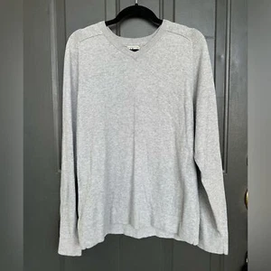 Men's Wicked Soft Cotton/Cashmere Sweater, Crewneck, Stripe Size Medium Reg Gray - Picture 1 of 5