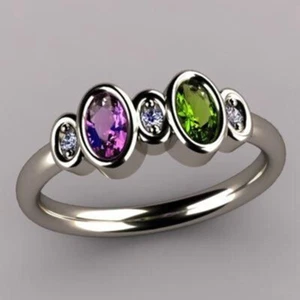 Damen 925 Silber Gefüllte Eheringe Unikat Zirkonia Schmuck Größe 6-10 - Bild 1 von 3