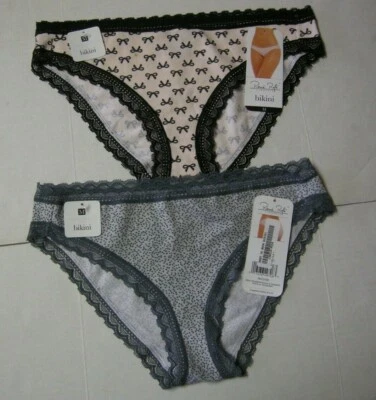Ladies Bikini Panties W/Lace By Rene Rofe, 2 Pair, Size Medium, Prints, New - Image 1 of 3