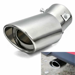 Chrome Stainless Steel Exhaust Rear Tail Pipe Muffler Tip Round Accessories EXV - Picture 1 of 11