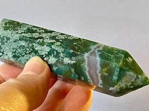 3.5"- "Distinctive/Top Grade"~MOSS AGATE In QUARTZ Tower Point Obelisk K1391 - Picture 1 of 7