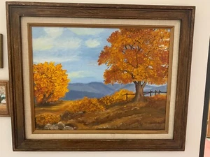 Gerahmtes Gemälde von U.M.C. 73' Kunstwerk Ölgemälde Künstler Herbst Herbst - Bild 1 von 7