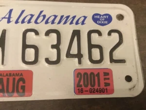 Placa de licencia de motocicleta Alabama 2001 etiqueta VA # M 63462 🏍 MC vintage - Imagen 1 de 2