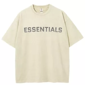 NEW Essentials Logo Crew Neck Short Sleeve T-Shirt Mens Womens Basic Casual Top - Picture 1 of 25