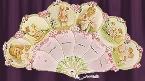 VICTORIAN, Vintage! embossed DOLLS Fan Greeting Card!!! - Picture 1 of 1
