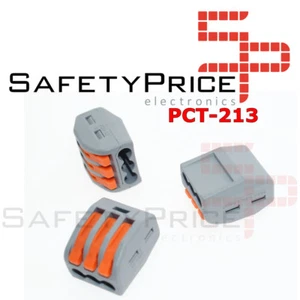 2x Conector rapido 3 terminales 32A 4mm 4000v 250v pines palanca pct-213 SP - Imagen 1 de 3