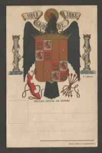 Spain Cromo Litho Postcard Patriotic Shield Una Grande Libre - Picture 1 of 2