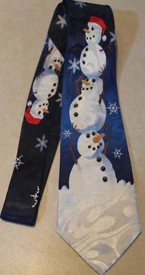 ¡Feliz Navidad Lote de muñecos de nieve apilados en una nueva corbata azul! Foto 1 de 2