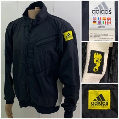 Винтажный 90-х Adidas оборудование полный молнии Track куртка черный белый сетки деталь большой - Изображение 1 из 4