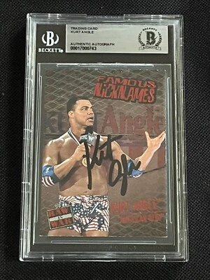 KURT ANGLE 2001 FLEER WWF RAW IS WAR SIGNED AUTOGRAPHED CARD BAS AUTHENTIC - Image 1 of 2