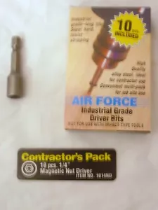 Industrial Grade Bits 10 Pc 1/4" Magnetic Nut Driver Bits Short Misc. Hand Tools - Picture 1 of 1