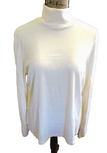 Talbots Women's Long Sleeve Turtleneck Top, Ivory, Size XL - Picture 1 of 7