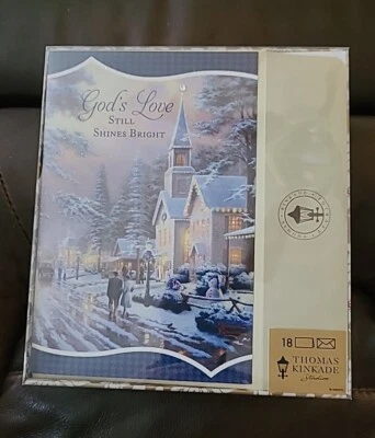 DaySpring Thomas Kinkade Christmas Cards Box of 18 GOD'S LOVE Still Shines KJV
