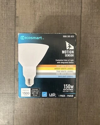 EcoSmart 150-Watt Equivalent PAR38 Dimmable CEC Flood LED Motion Sense (1-Pack) - Image 1 of 4