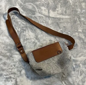 graf lantz 'Bedford' Gray Merino Wool Leather Belt Bag Purse Fall Style Trendy - Picture 1 of 10