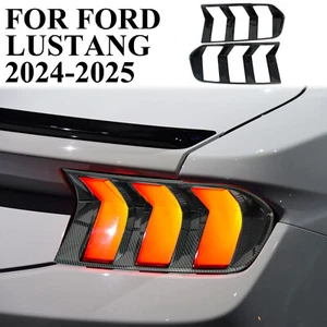 Carbon Fiber Style Rear Tail Light Lamp Cover Molding Trim Fit For Ford Mustang - Picture 1 of 5
