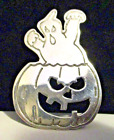 Mexican .925 Sterling Silver Jack-O-Lantern & Ghost Halloween Pin/Pendant Ts-60