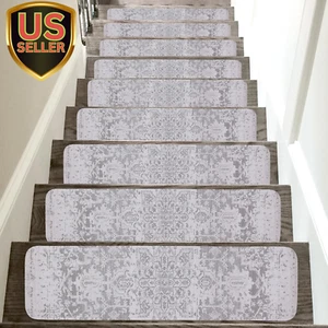 15PCS 8"X30" Stair Treads Non Slip for Wooden Steps, Reusable Rubber Backing Sta - Picture 1 of 7