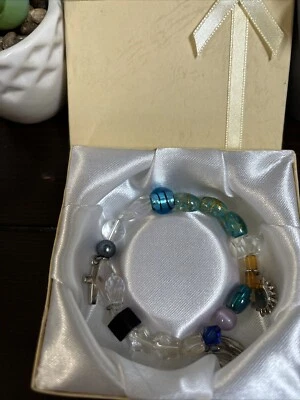 Pulsera Memoria Multi Cuentas Corazón/Cruz/Paloma Nueva En Caja Foto 1 de 4