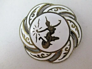 Broche prendedor de bailarina tailandesa de bodhisattva de plata esterlina Niello THAI NAKON SIAM 148A - Imagen 1 de 8